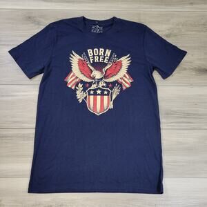 Home Of The Brave T-Shirt Men's Medium Navy Born Free